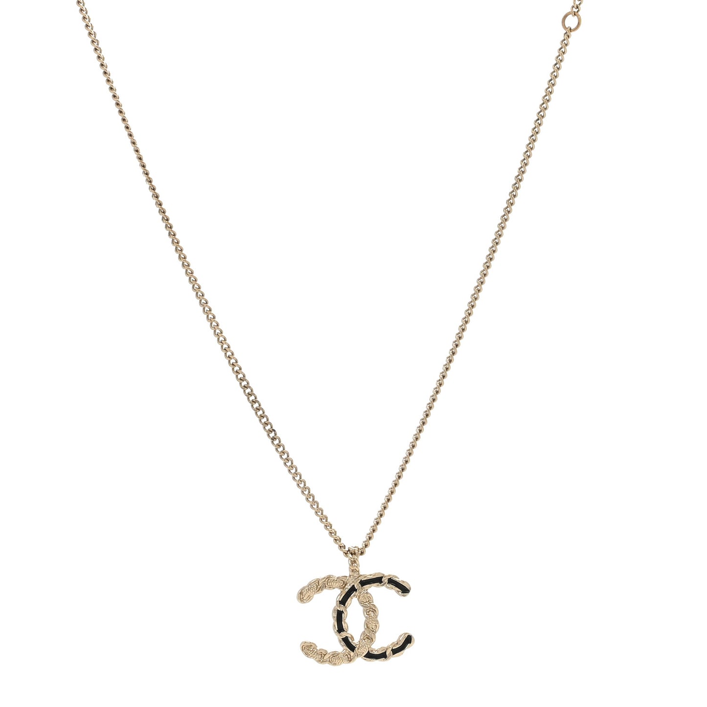Enamel Metal Chain French New Wave CC Necklace Black Gold