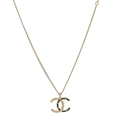 Chanel Enamel Metal Chain French New Wave CC Necklace Black Gold 1 of 3