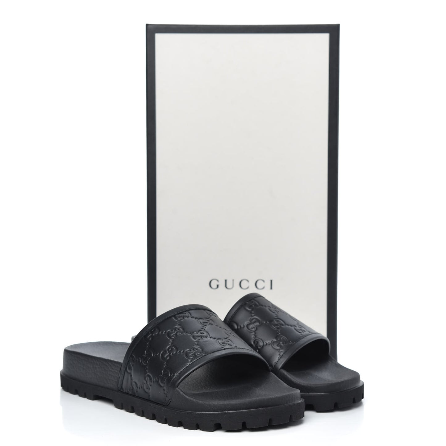 Guccissima Mens Lug Sole Slide Sandals 8 Black