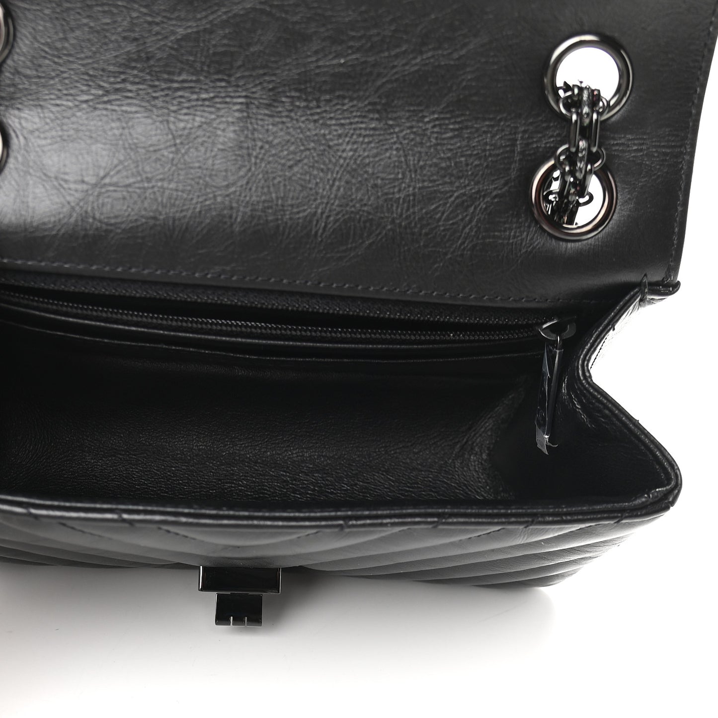 Aged Calfskin Chevron Quilted 2.55 Reissue Mini Flap So Black