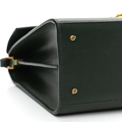 Saint Laurent Grain de Poudre Medium Classic Monogram Cassandra Top Handle Dark Green 7 of 10