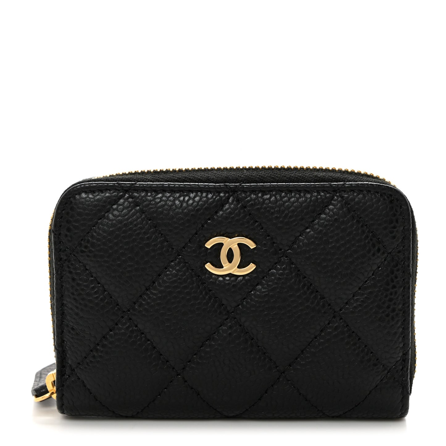 Caviar Quilted Zip Coin Purse Black
