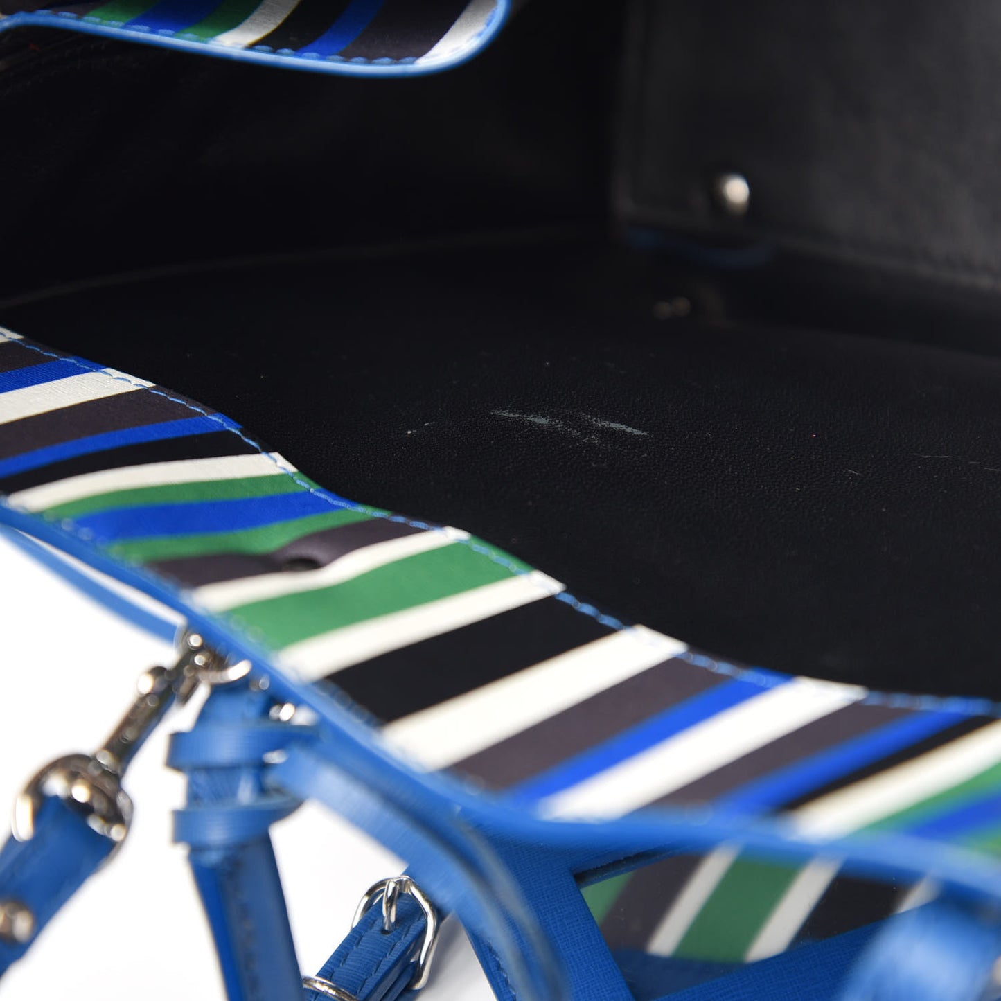 Veau Striped Papier B4 Zip Around Tote Variante Blue
