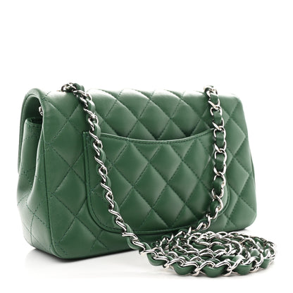 Chanel Lambskin Quilted Mini Rectangular Flap Dark Green 3 of 10