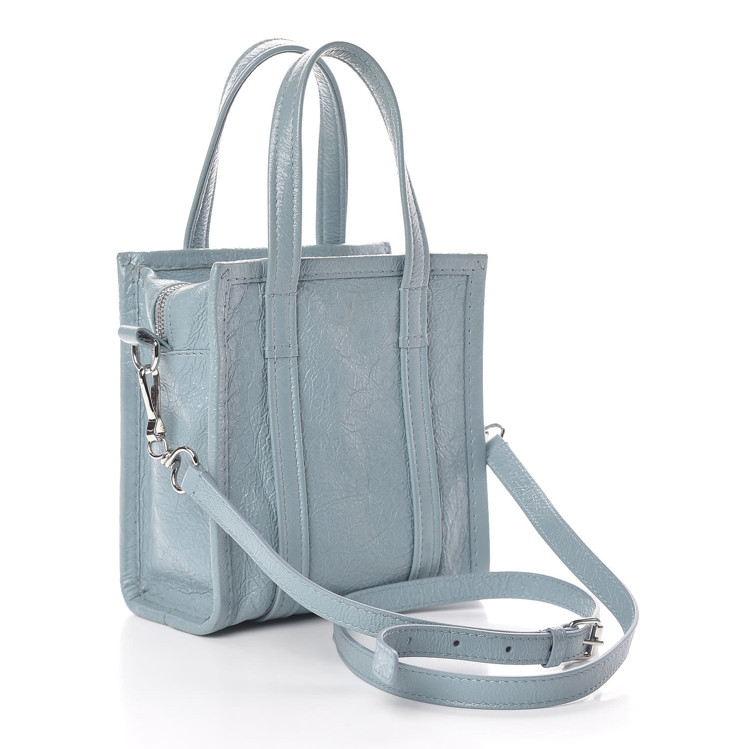 Balenciaga Agneau Arena XXS Bazar Shopper Tote Bleu Gris 3 of 18