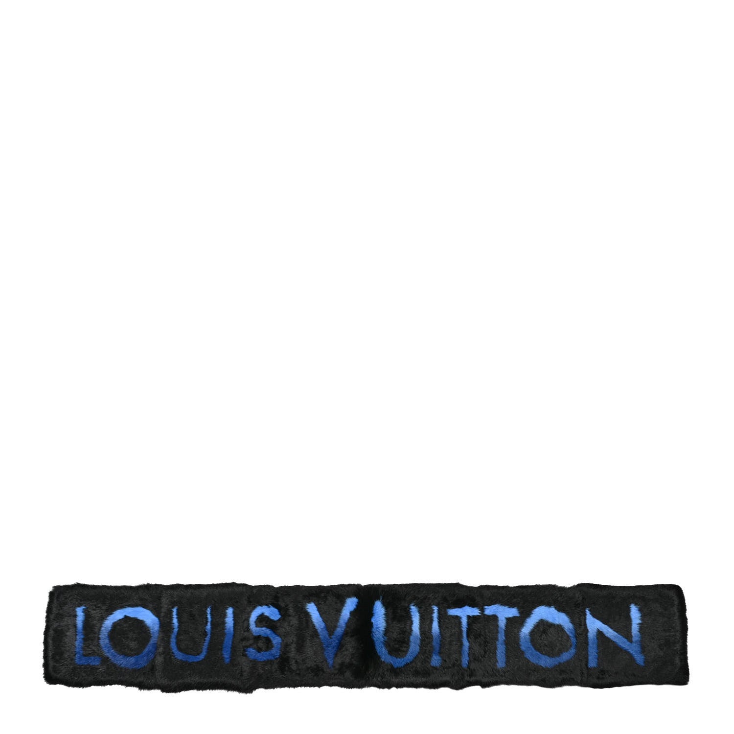 Louis Vuitton Mink Fur Logo Scarf Black Blue 3 of 4