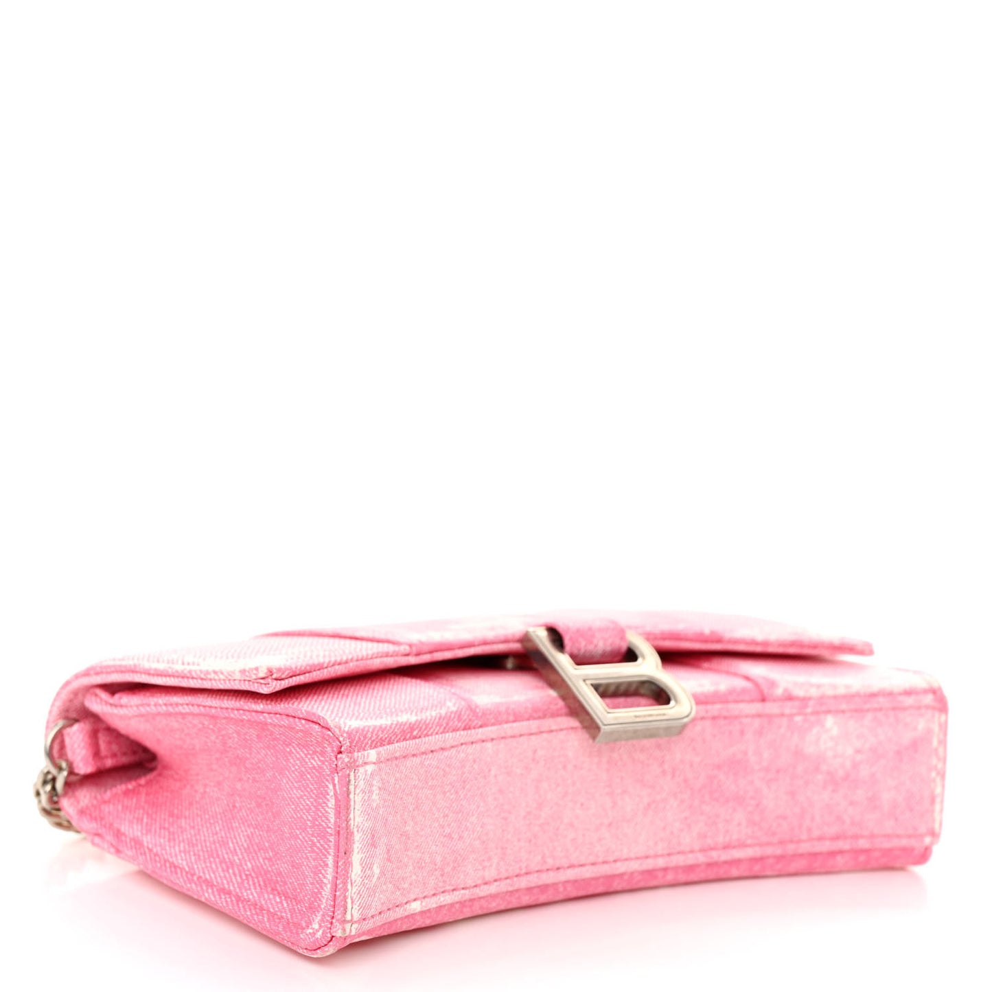 Nappa Denim Printed Hourglass Chain Bag Denim Pink