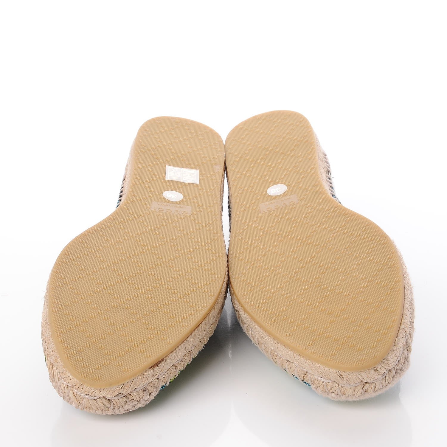 Gucci Tapestry Brocade Blind For Love Espadrilles 38 Acquamarine Green Black 5 of 9