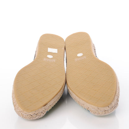 Gucci Tapestry Brocade Blind For Love Espadrilles 38 Acquamarine Green Black 5 of 9