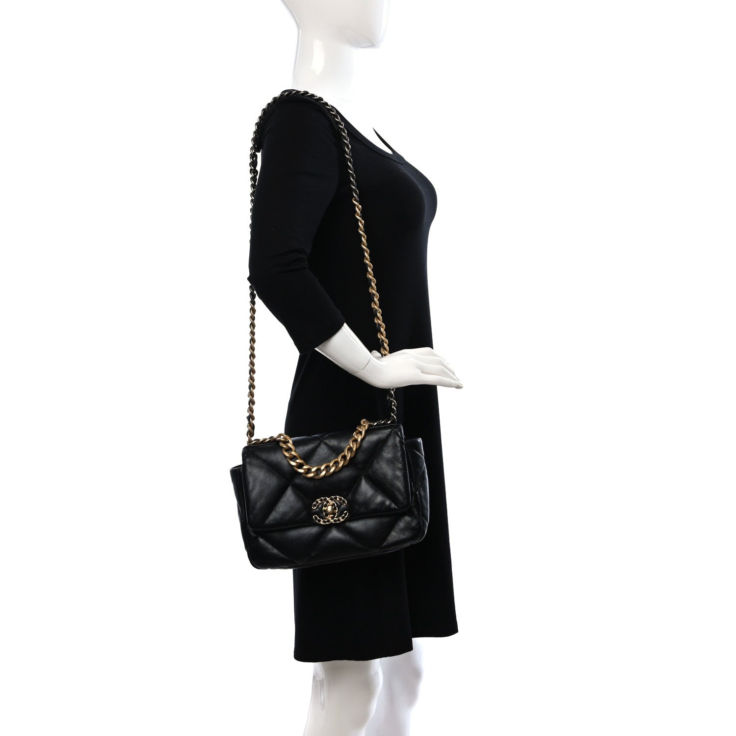 Chanel Lambskin Quilted Medium Chanel 19 Flap Black 2 of 9