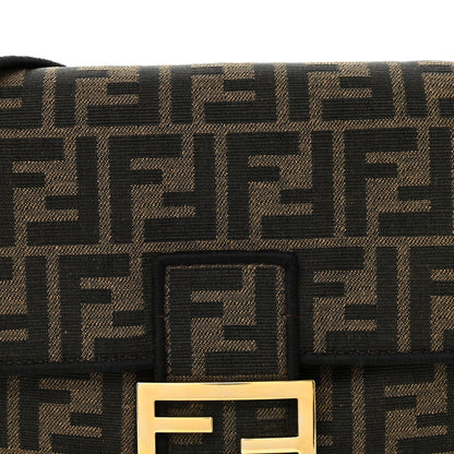 Fendi Fabric Jacquard FF 1974 Medium Baguette Tobacco Moro Black 9 of 12