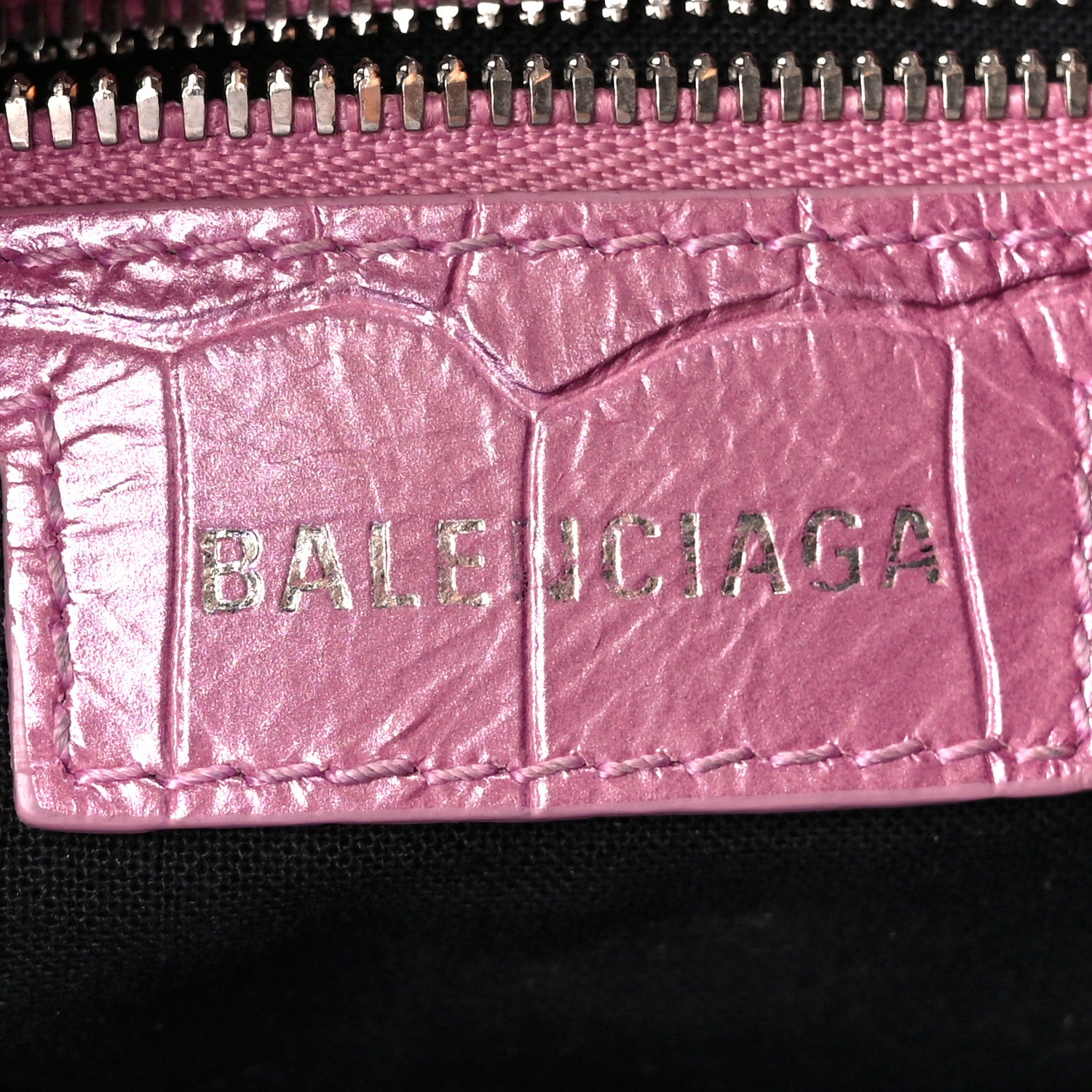 Balenciaga Metallic Extra Supple Calfskin Crystal Crocodile Embossed Small Le Cagole Shoulder Bag Pink 7 of 14