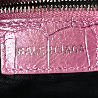 Balenciaga Metallic Extra Supple Calfskin Crystal Crocodile Embossed Small Le Cagole Shoulder Bag Pink 7 of 14