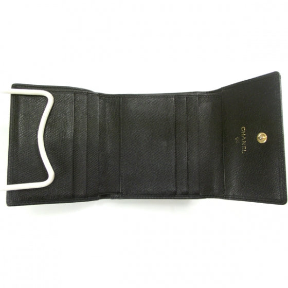Caviar Tri-Fold Wallet Black