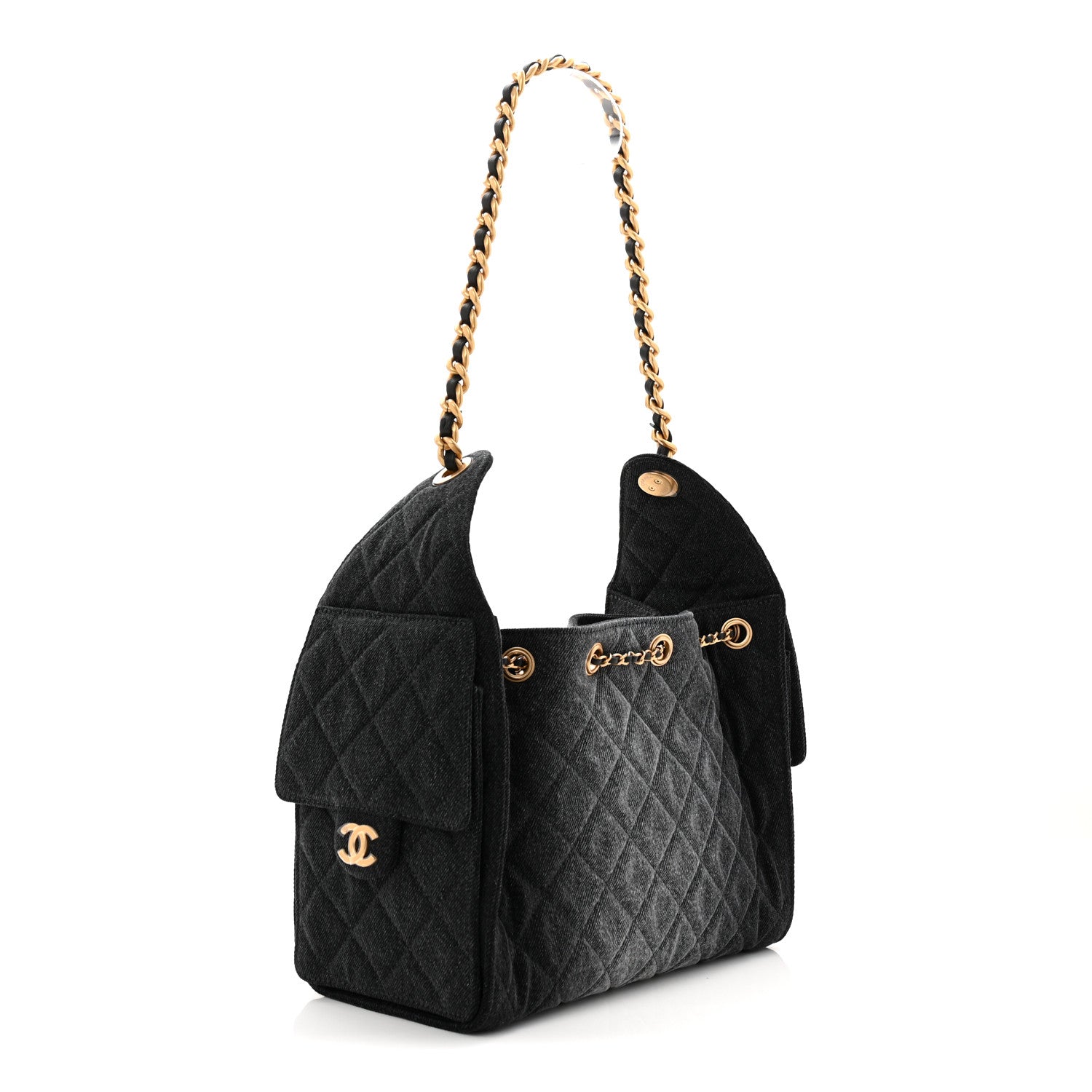 Chanel Washed Denim Quilted Small Chanel 25 Handbag Black 4 of 21
