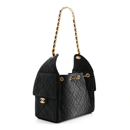 Chanel Washed Denim Quilted Small Chanel 25 Handbag Black 4 of 21