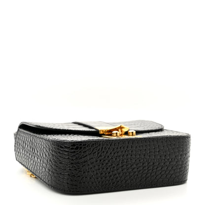 Miu Miu Crocodile Print Calfskin Top Handle Bag Black 4 of 9