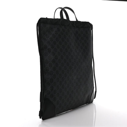 Gucci Soft GG Supreme Monogram Appia Calfskin Web Drawstring Backpack Black 4 of 9