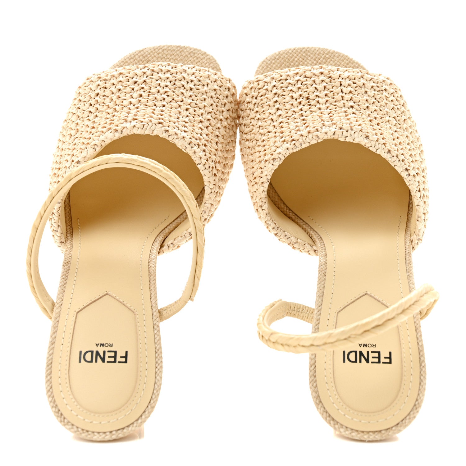 Fendi Raffia Intreccio Fendi First 95mm Slide Sandals 36 Paglia 2 of 9