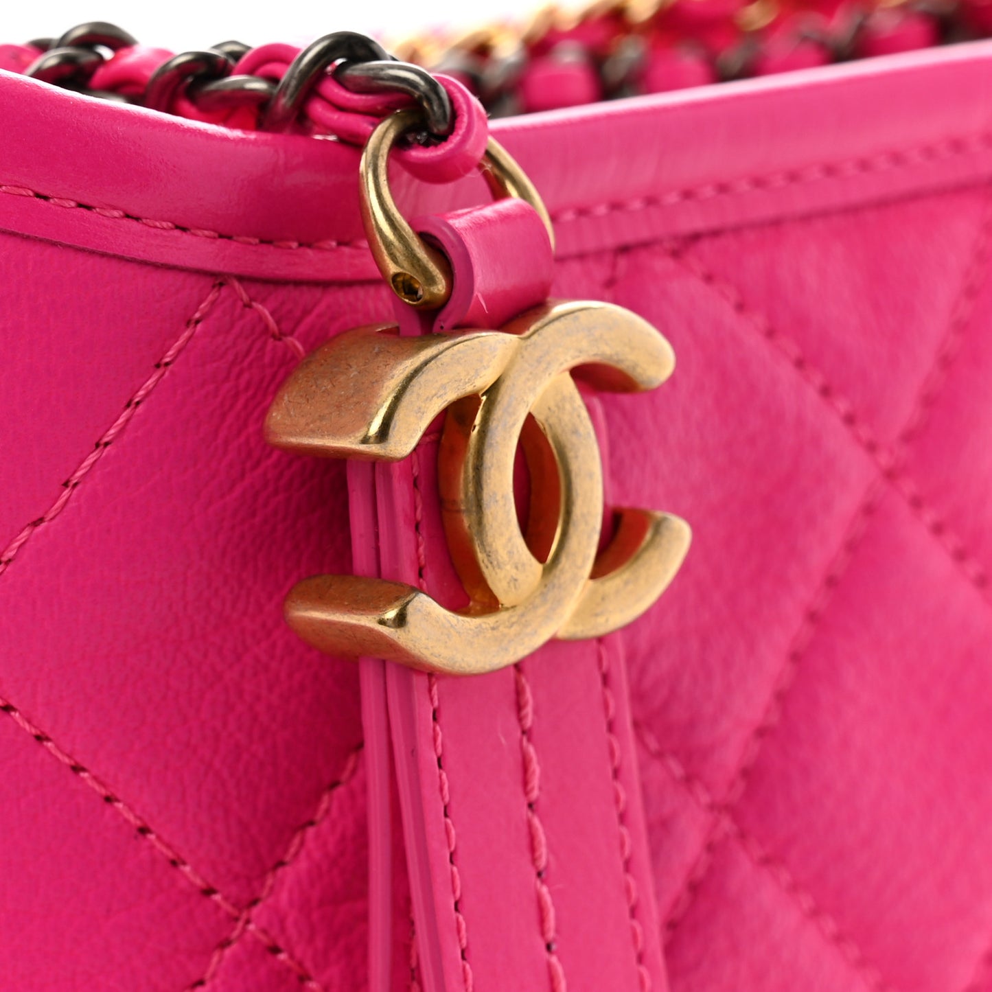 Goatskin Quilted Small Gabrielle Hobo Pink