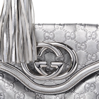 Gucci Guccissima Small Britt Tassel Shoulder Bag Silver 17 of 17