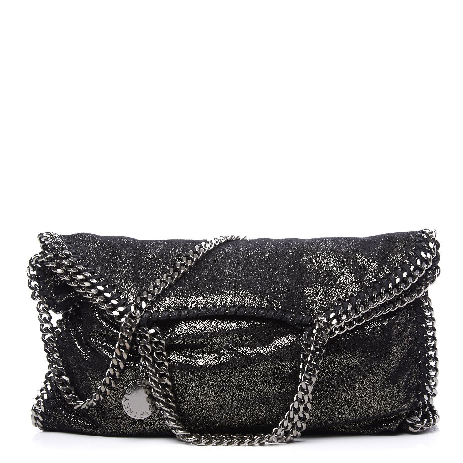 Stella McCartney Chamois Shiny Dotted Falabella Fold Over Tote Ruthenium 1 of 9