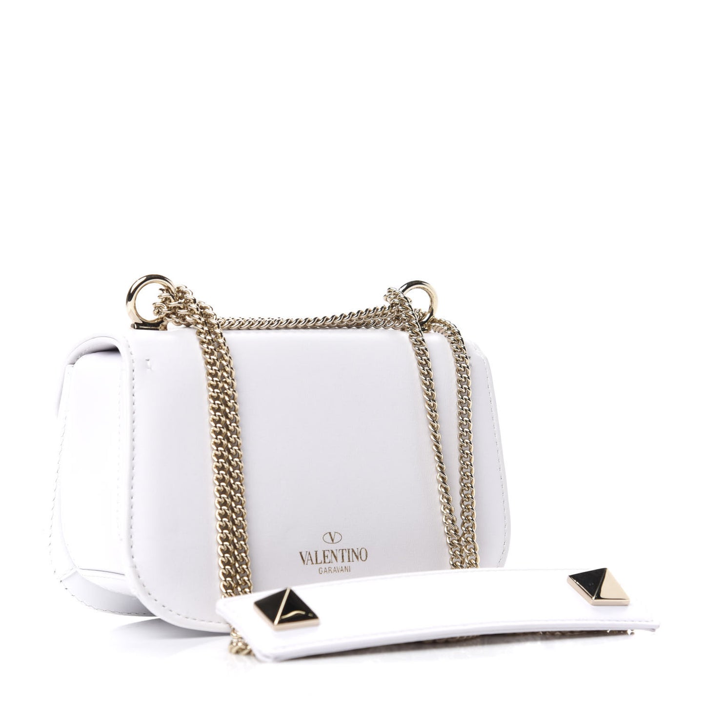 Calfskin VLTN Small Shoulder Bag White