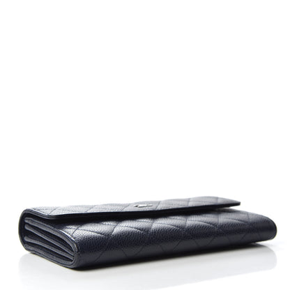 Chanel Caviar Quilted Large Gusset Flap Wallet Navy 4 of 9