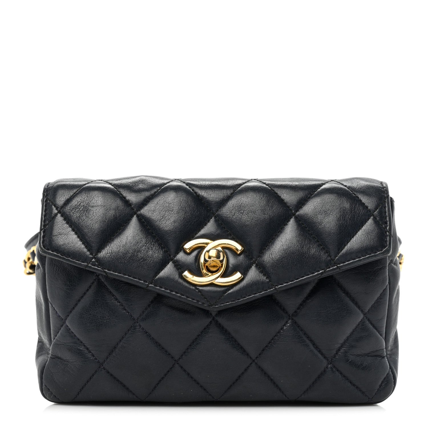 Chanel Lambskin Quilted Flap Waist Belt Bag 70 28 Navy 1 of 17