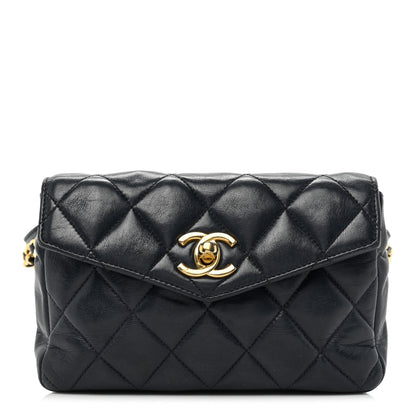 Chanel Lambskin Quilted Flap Waist Belt Bag 70 28 Navy 1 of 17