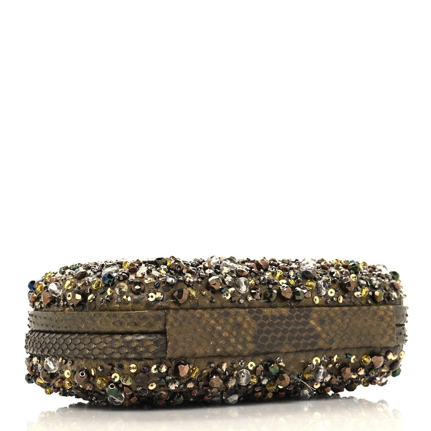 Snakeskin Crystal Bead Embellished Knot Clutch