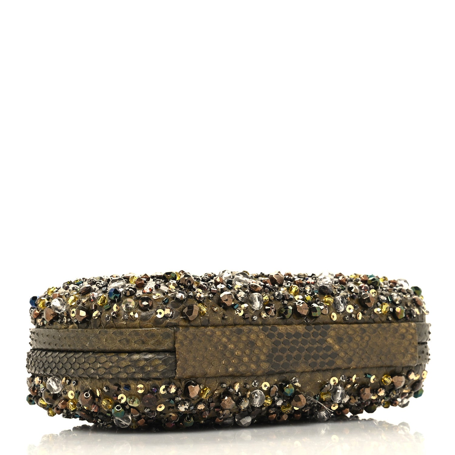 Bottega Veneta Snakeskin Crystal Bead Embellished Knot Clutch 4 of 9