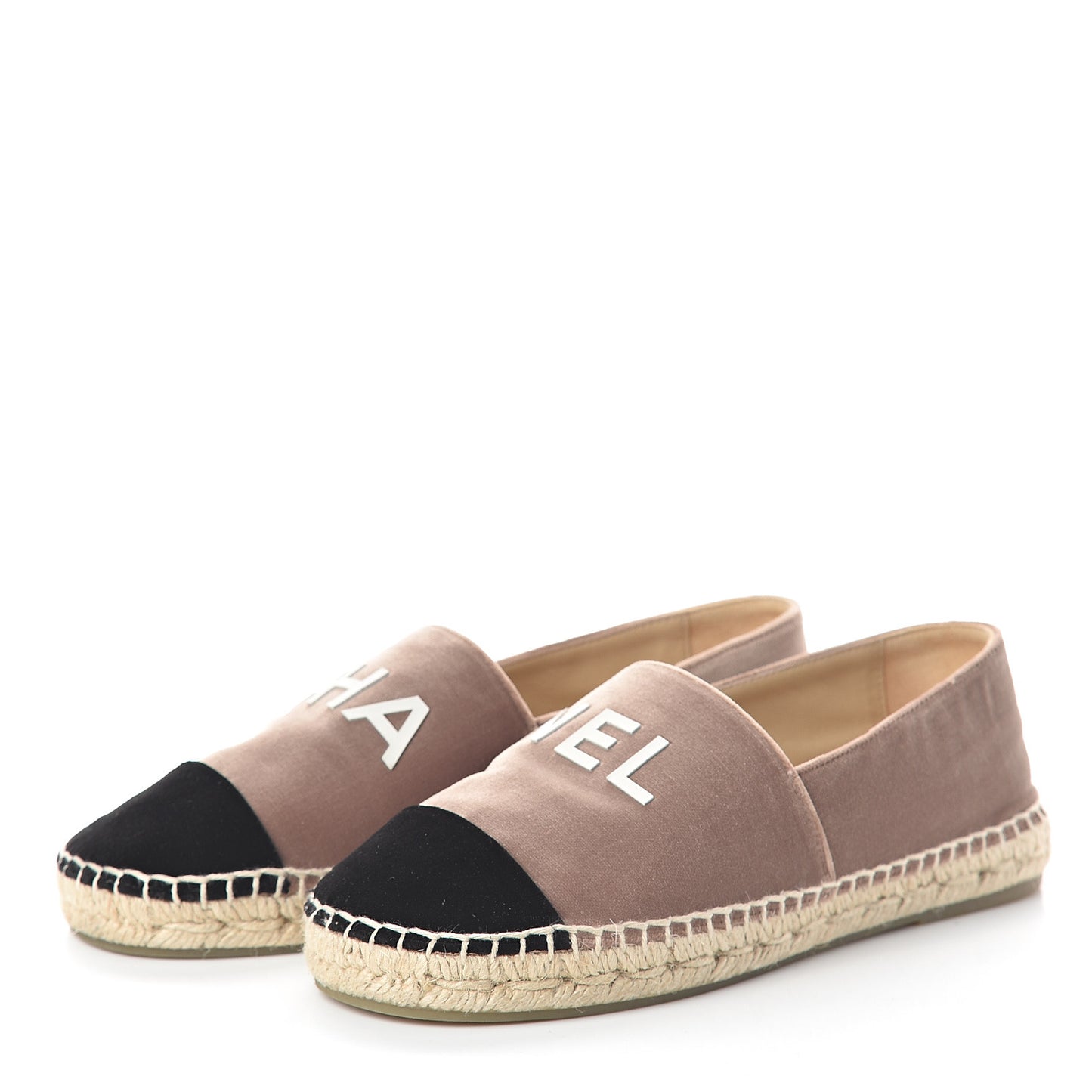 Velvet Logo Espadrilles 37 Beige Black