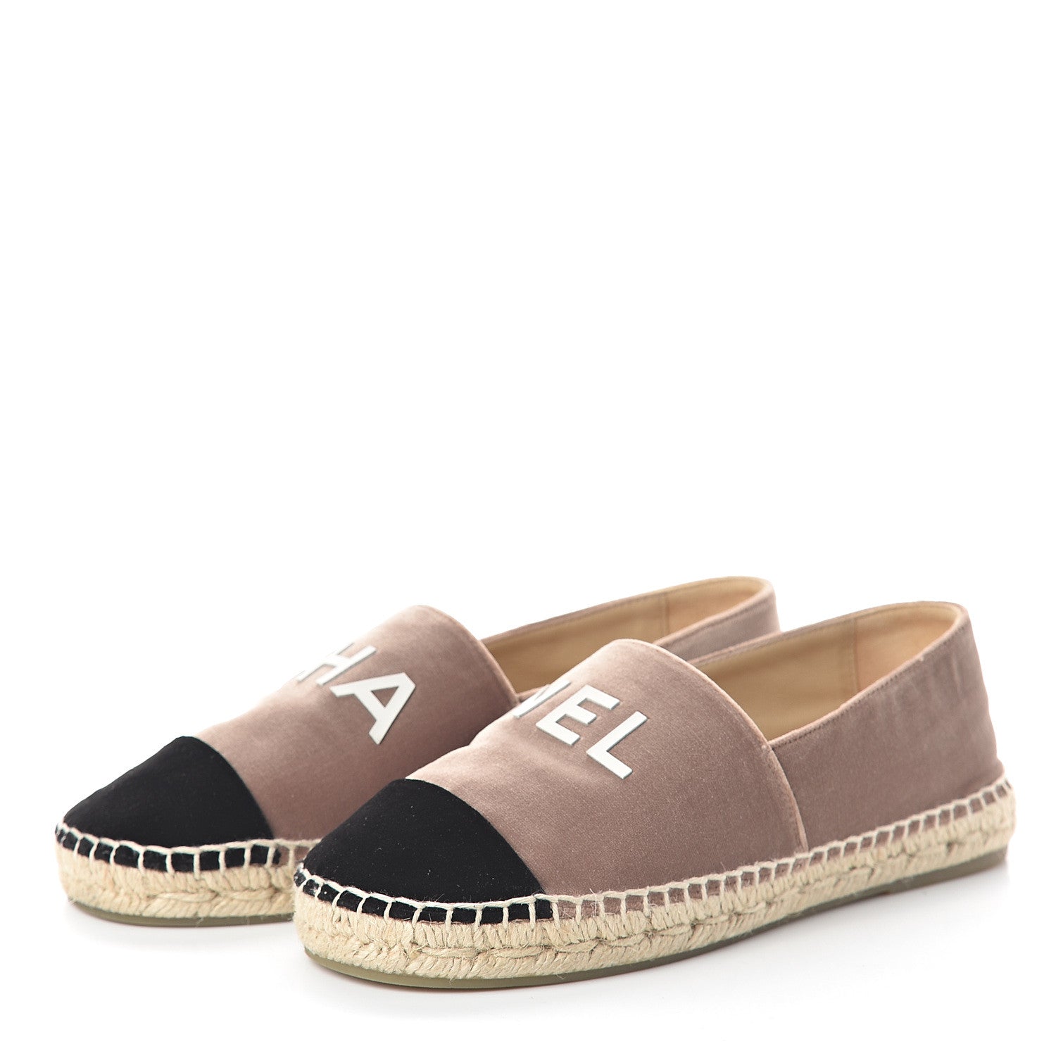 Chanel Velvet Logo Espadrilles 37 Beige Black 3 of 7
