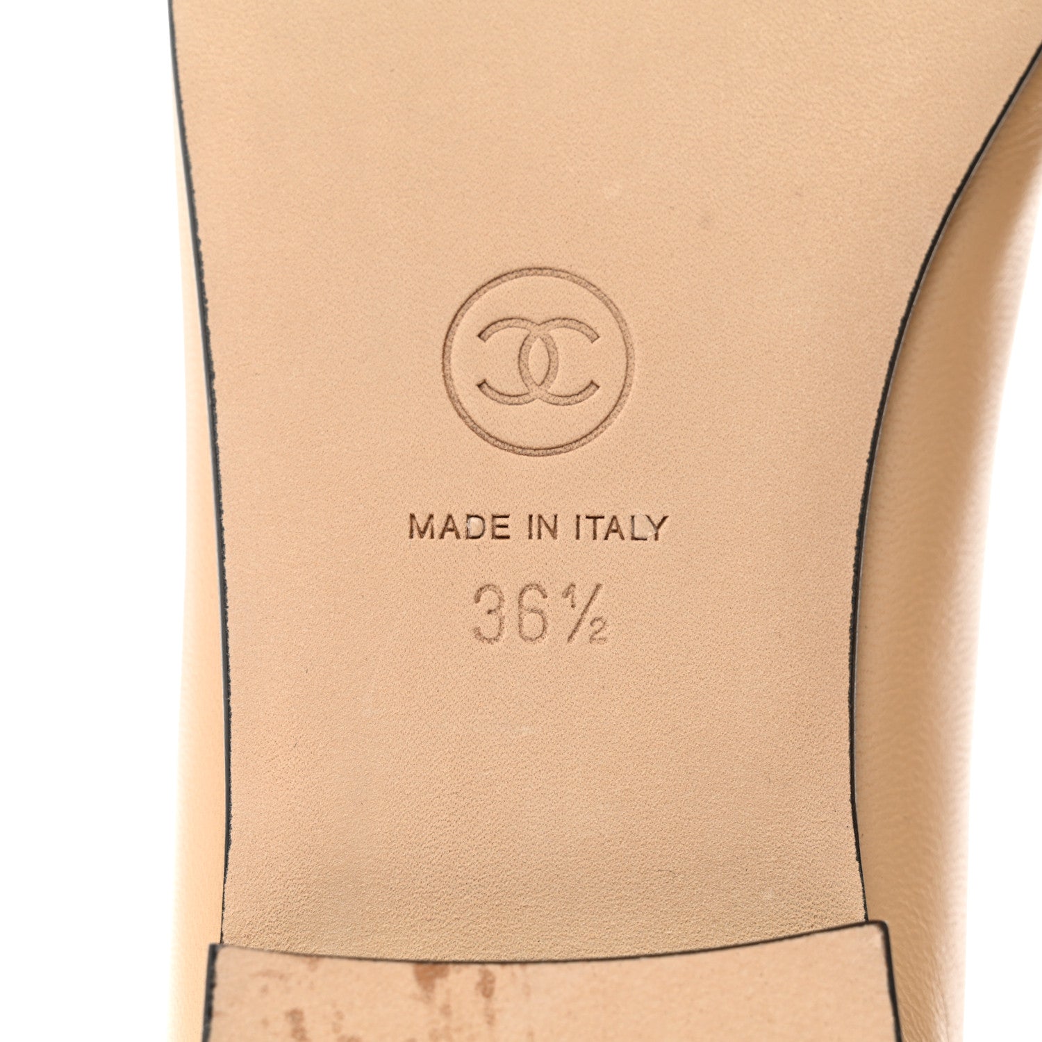 Chanel Lambskin Cap Toe CC Ballerina Flats 36.5 Beige Black 8 of 9