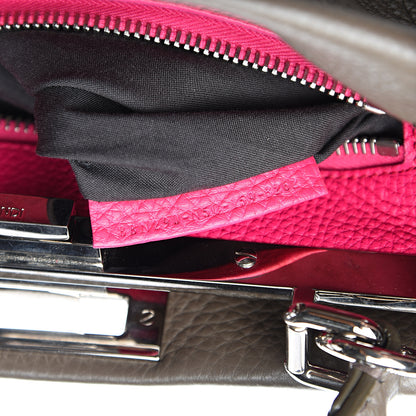 Fendi Cuoio Romano Alcantara Selleria Medium Peekaboo Iconic Satchel Grey Fuchsia 7 of 10
