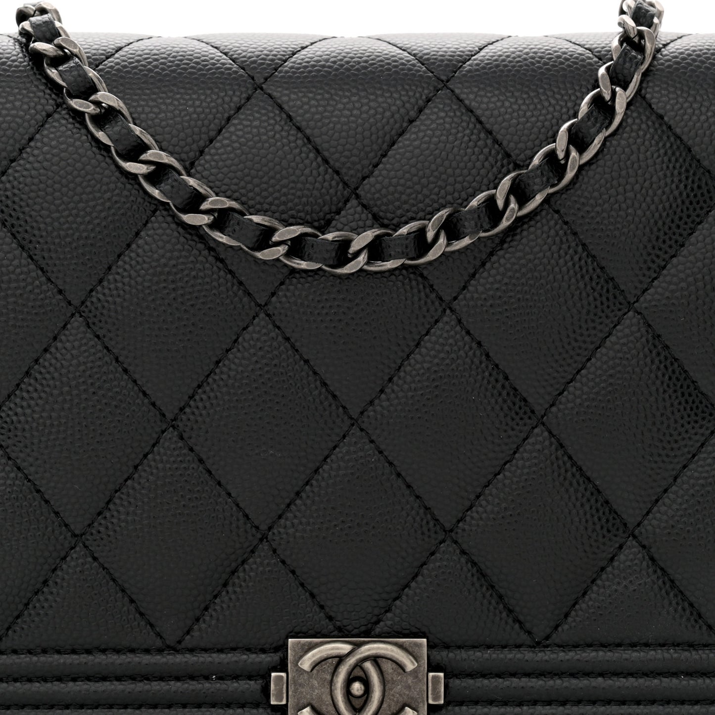 Caviar Quilted Boy Wallet On Chain WOC Black