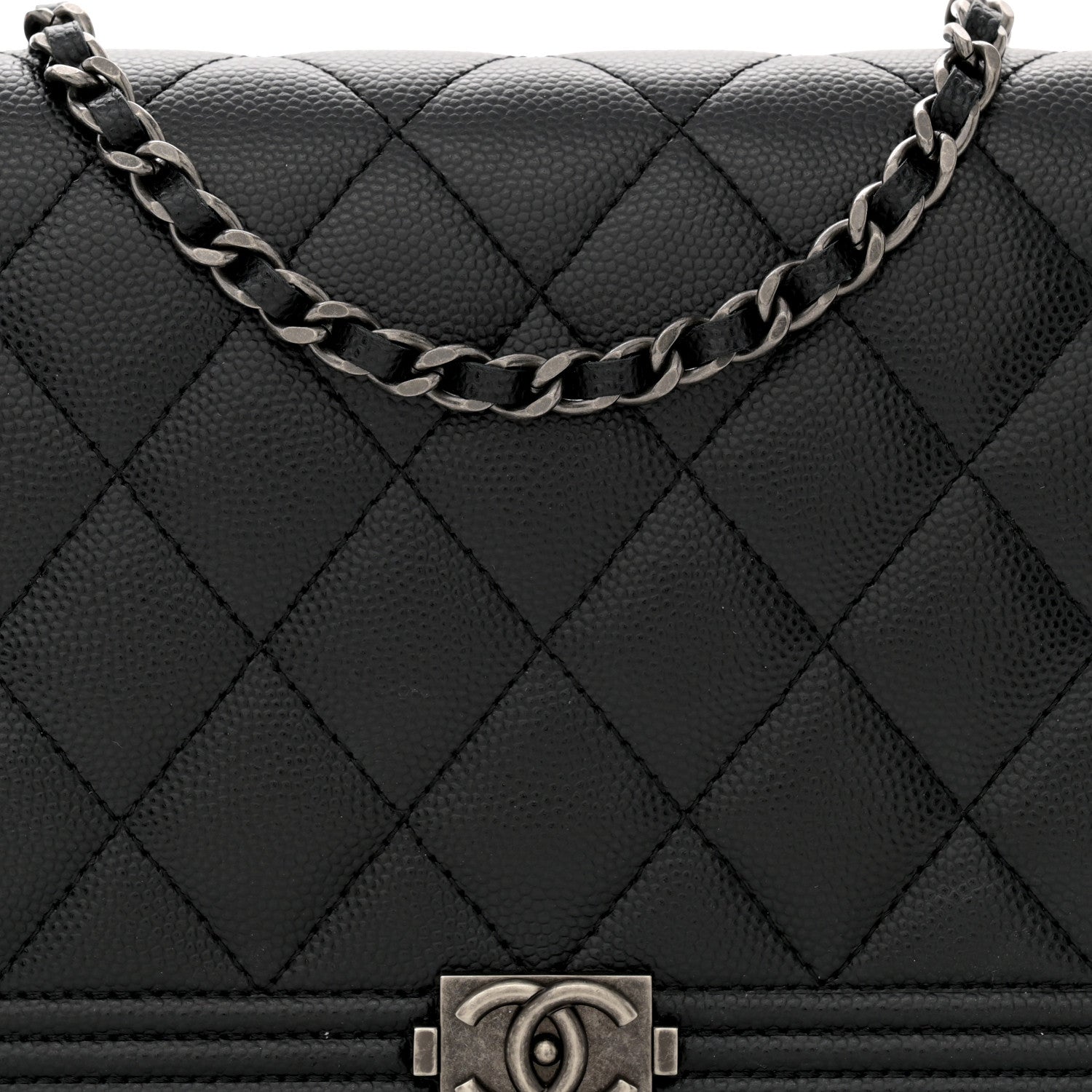 Chanel Caviar Quilted Boy Wallet On Chain WOC Black 9 of 14