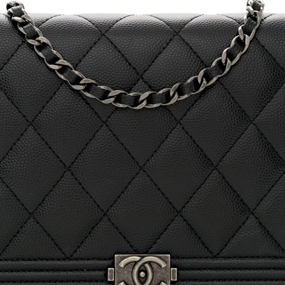 Chanel Caviar Quilted Boy Wallet On Chain WOC Black 9 of 14