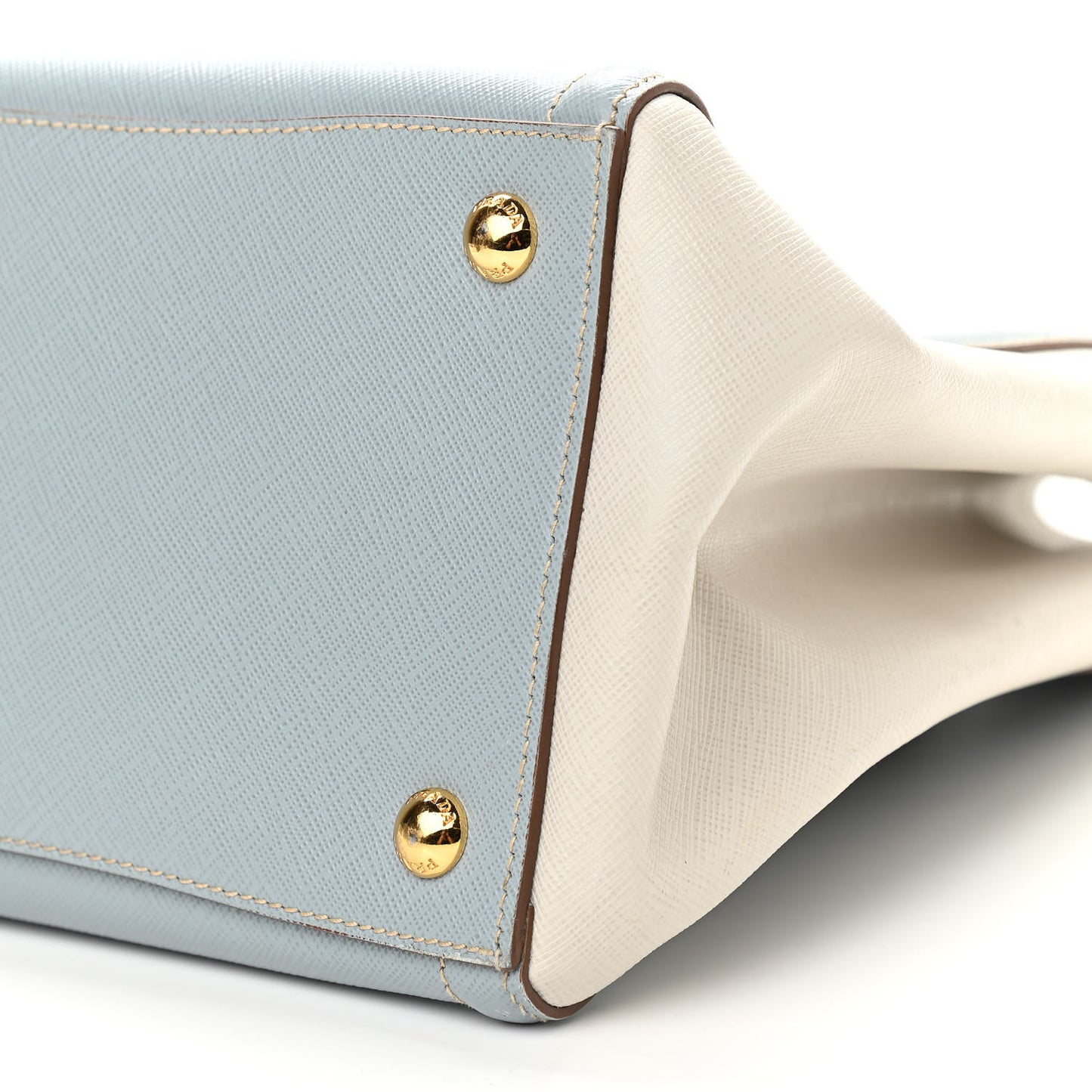 Saffiano Small Galleria Bi-color Double Zip Tote White Astrale