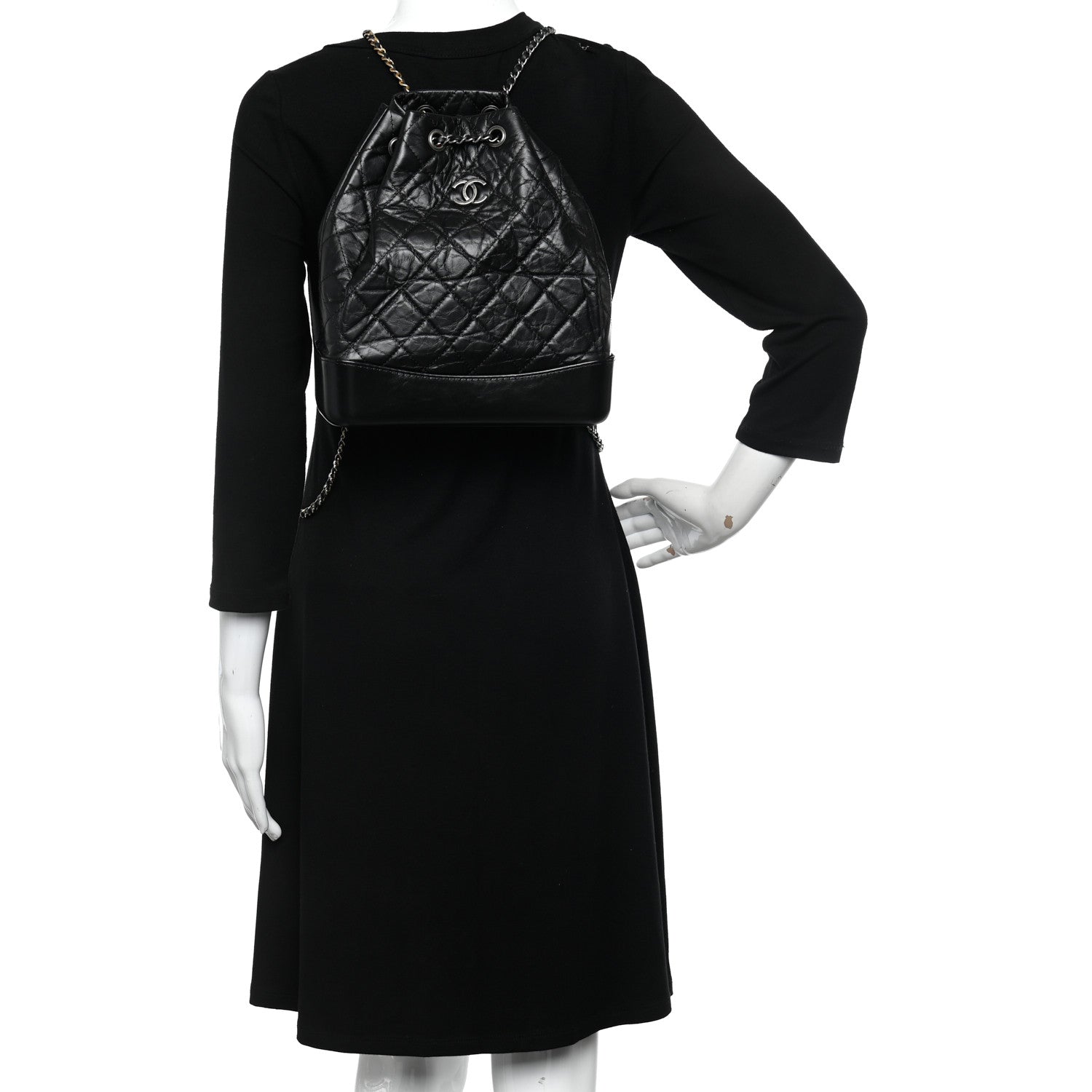 Chanel Aged Calfskin Quilted Gabrielle Backpack Black 2 of 11