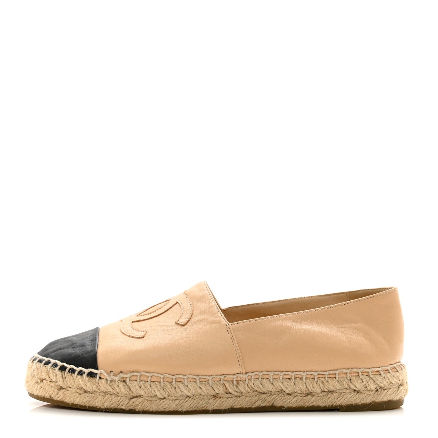 Lambskin CC Espadrilles 38 Beige Black