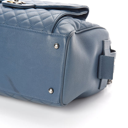 Chanel Grained Calfskin Quilted Large Casual Pocket Bowling Bag Blue 10 of 11