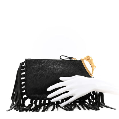 Valentino Garavani Calfskin C-Rockee Aries Fringe Clutch Black 2 of 6