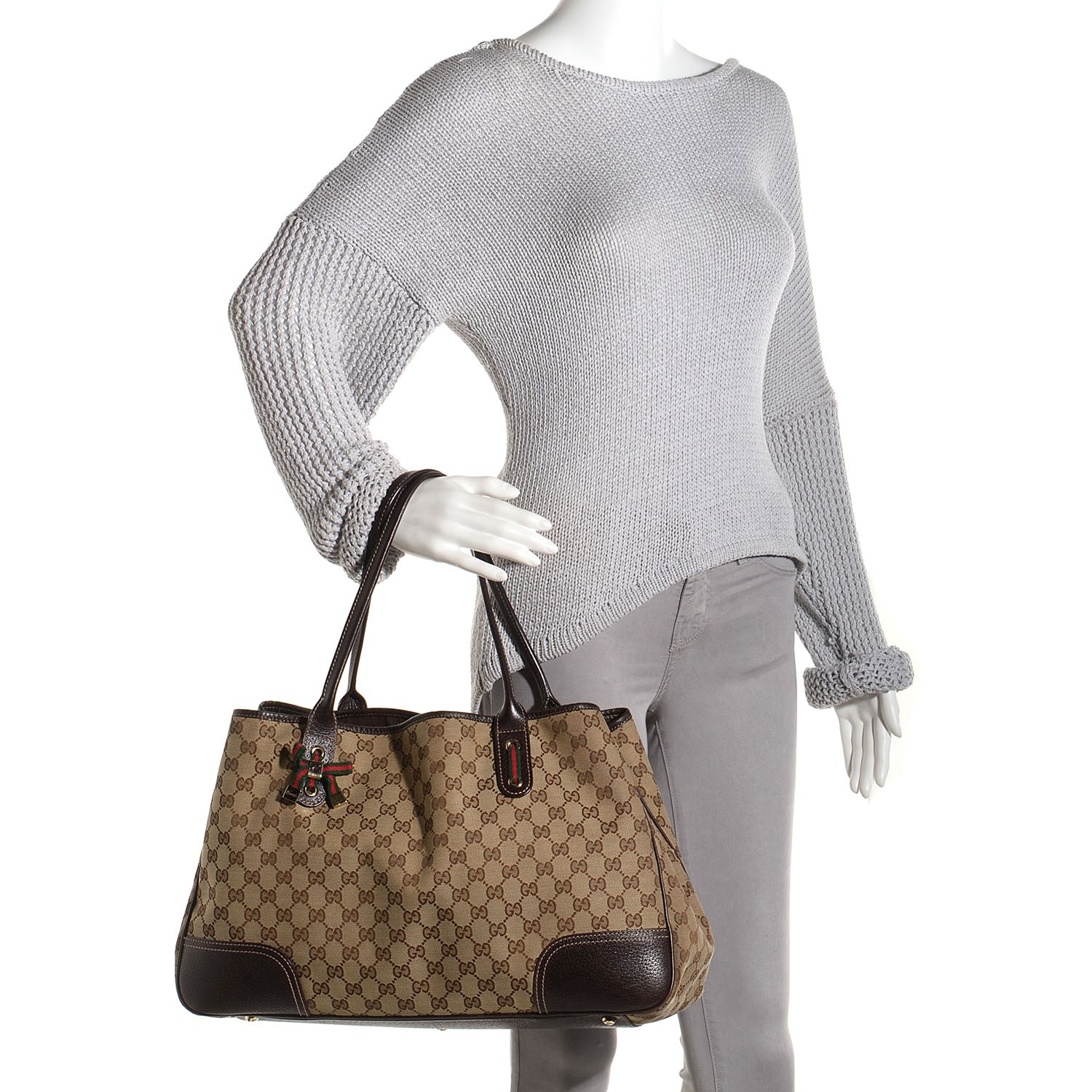 Louis Vuitton GUCCI Monogram Large Princy Tote Dark Brown 2 of 7