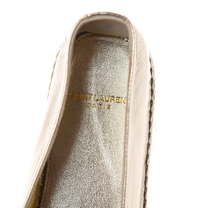 Saint Laurent Metallic Lambskin Monogram Espadrilles 39.5 Platino 7 of 7