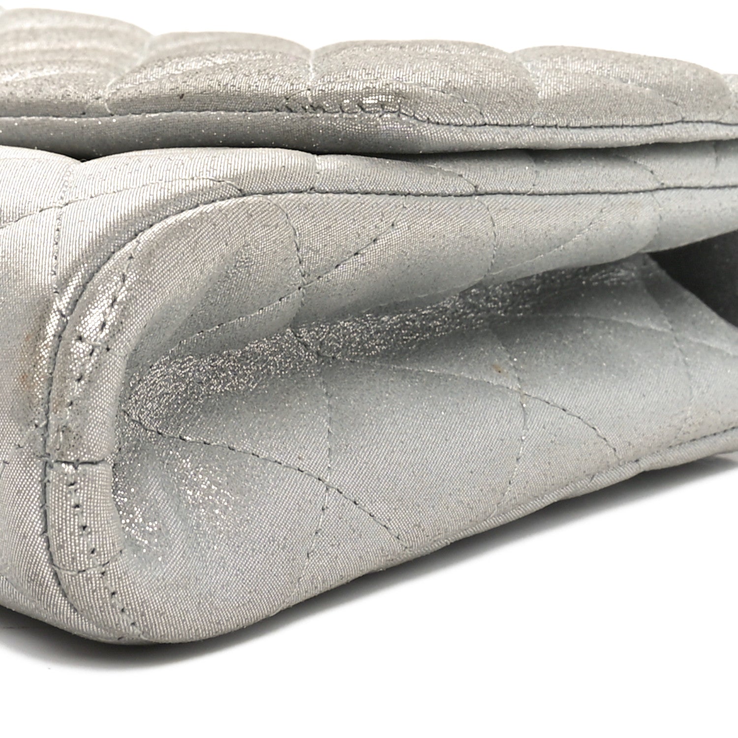 Chanel Iridescent Calfskin Quilted Clutch With Chain Flap Silver 10 of 11