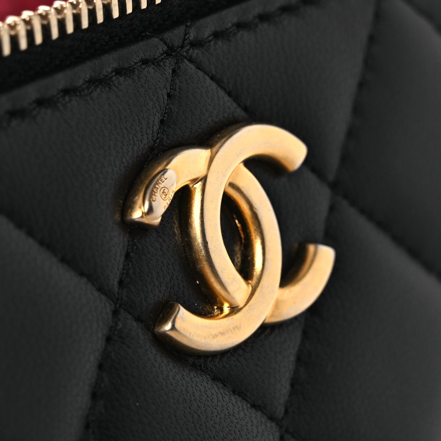 Chanel Lambskin Quilted Camellia Vanity Case Black 13 of 14