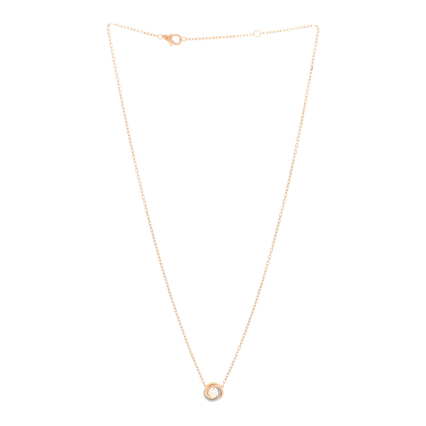 18K Pink White Yellow Gold Diamond Trinity De Cartier Pendant Necklace
