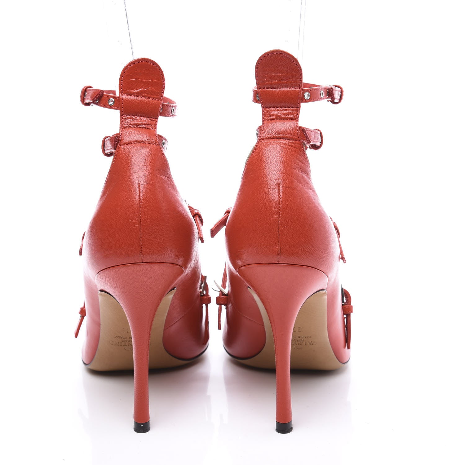Valentino Garavani Nappa Love Latch 100mm Pumps 37.5 Deep Coral Poudre 7 of 9